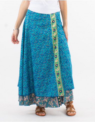 Jupe longue polyester portefeuille sari