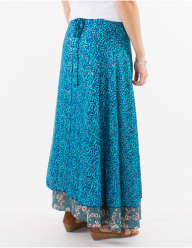 Jupe longue polyester portefeuille sari