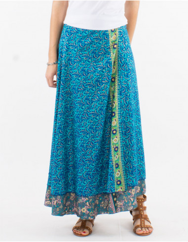 Jupe longue polyester portefeuille sari