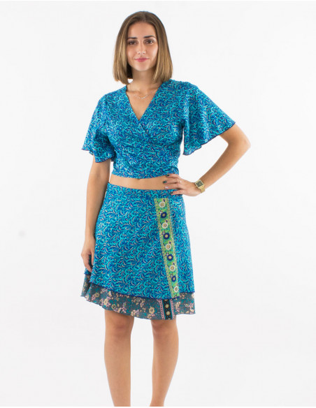 Jupe courte polyester portefeuille sari