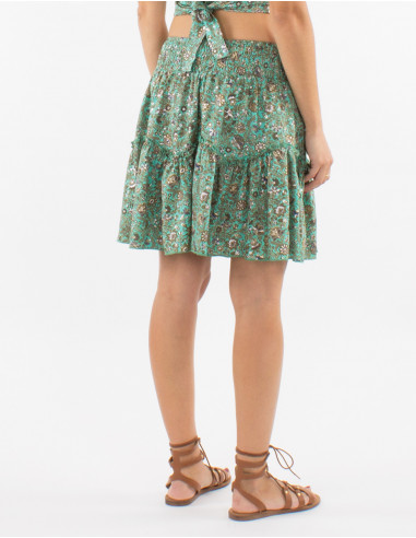 Jupe courte polyester sari imprimé argenté