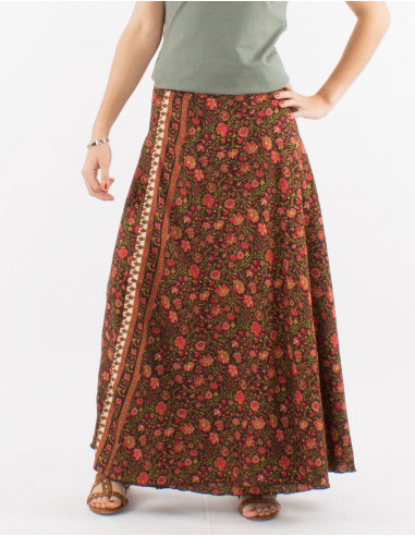 Jupe longue polyester paréo non doublée sari imprimé