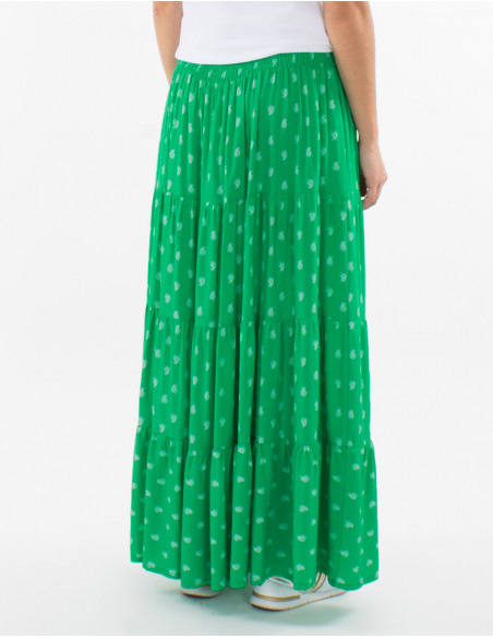 Jupe longue viscose ceinture smockée imprimé bali