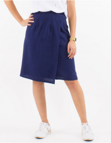 Mid-length 54% linen 46% viscose wrap-around skirt