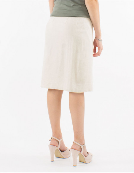 Jupe mi longue 54% lin 46% viscose portefeuille