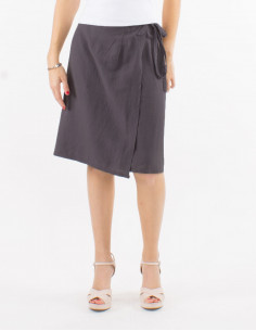 Jupe mi longue 54% lin 46% viscose portefeuille 2
