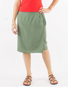 Jupe mi longue 54% lin 46% viscose portefeuille 2