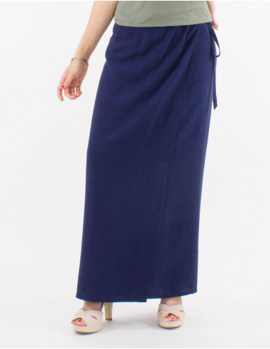 Long 54% linen 46% viscose wrap-around skirt