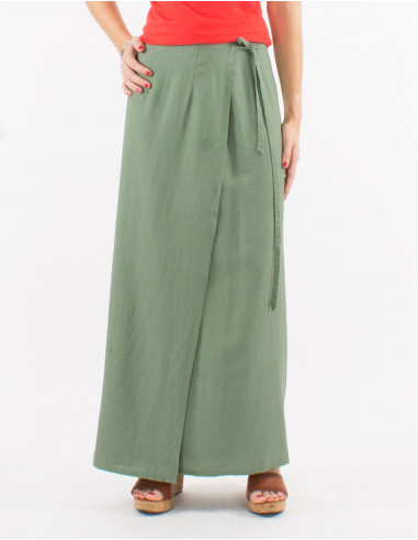 Long 54% linen 46% viscose wrap-around skirt