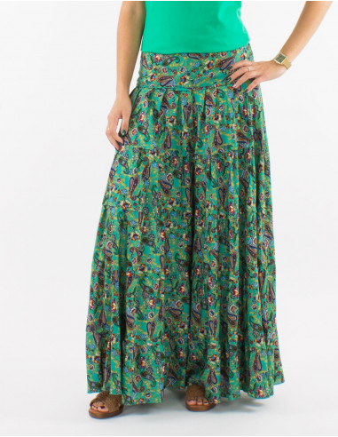 Long polyester skirt with mistery print