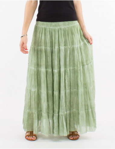 Cotton voile overdyed skirt with lining