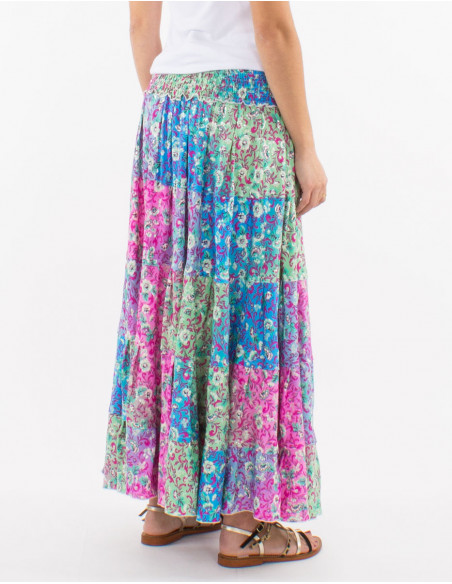 Jupe longue polyester imprimé argenté