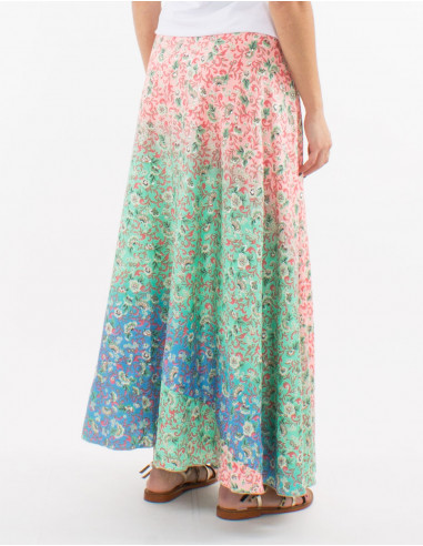 Jupe longue polyester portefeuille imprimé argenté