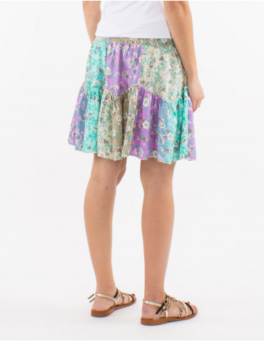 Jupe courte polyester imprimé argenté