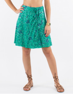 Jupe courte polyester portefeuille imprimé argenté