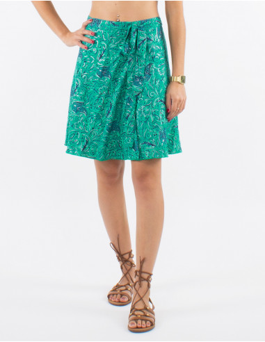 Jupe courte polyester portefeuille imprimé argenté