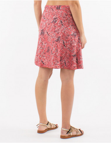 Jupe courte polyester portefeuille imprimé argenté