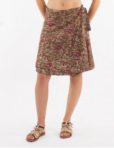 Jupe courte polyester portefeuille imprimé argenté 2