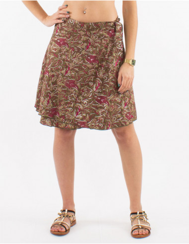 Jupe courte polyester portefeuille imprimé argenté