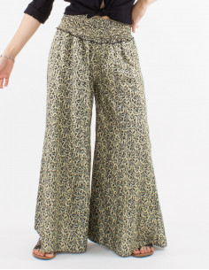 Large polyester sari pants with silver print 2