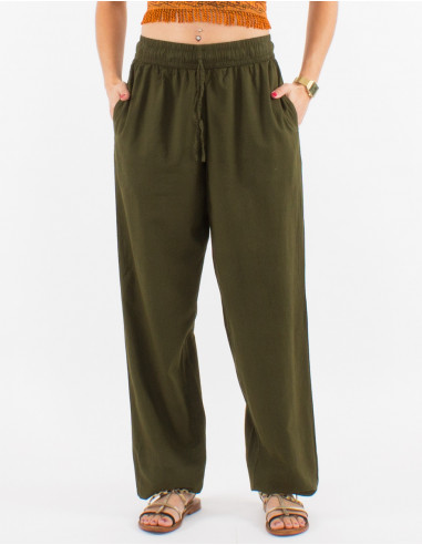 Cotton sw elastic belt pants