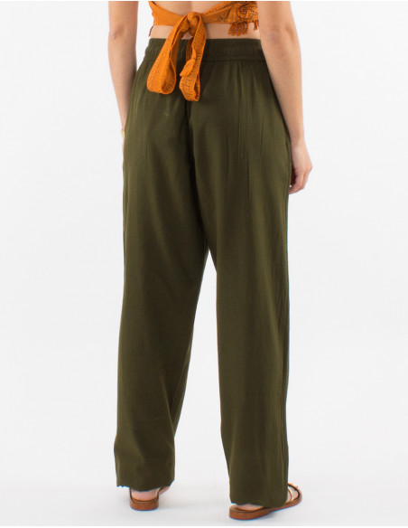 Cotton sw elastic belt pants