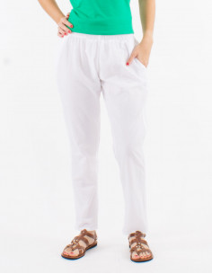 Women light cotton sw elastic belt pants 2