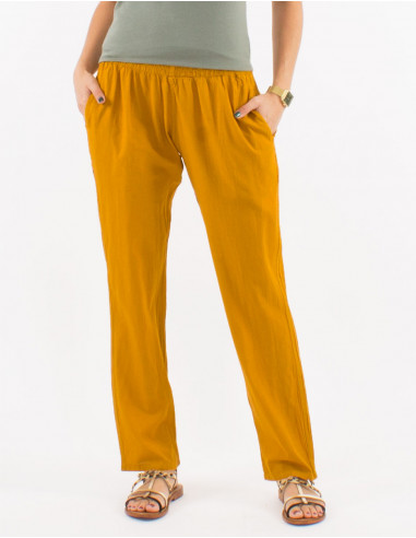 Women light cotton sw elastic belt pants