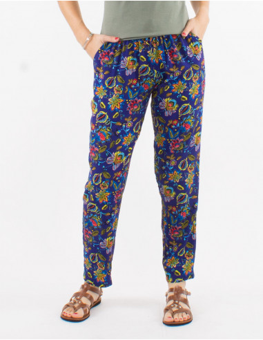 Viscose pants with paradise print