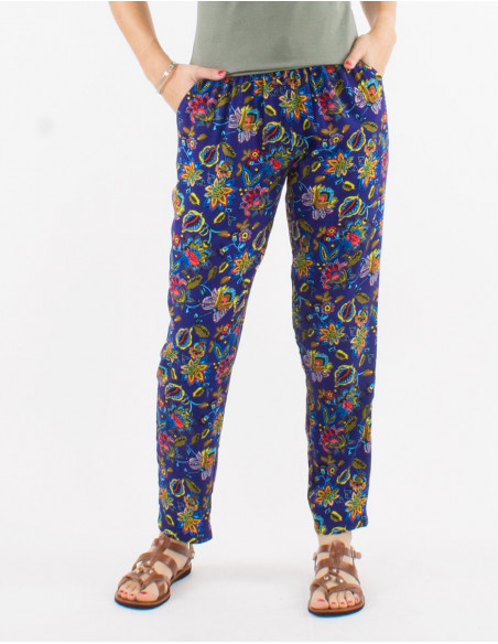Viscose pants with paradise print