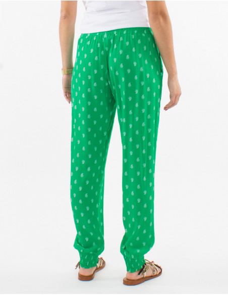 Viscose elastic belt pants and bali print