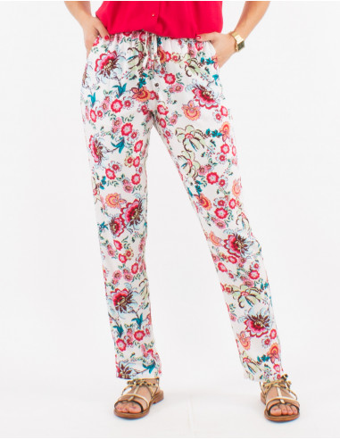 Viscose pants with bohemian prints