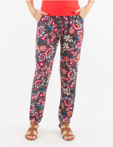 Viscose pants with bohemian prints