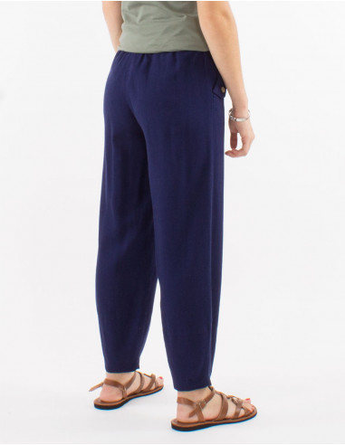 70% viscose 30% linen elastic belt pants