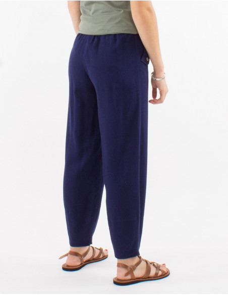 70% viscose 30% linen elastic belt pants