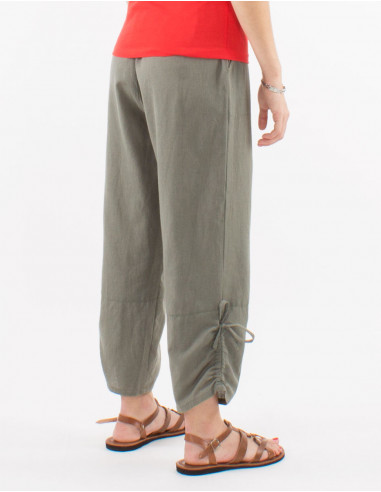 91% cotton 9% linen plain pants