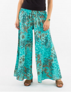 Large polyester pants with silver pansy print 2