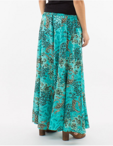 Pantalon large polyester imprimé pansy argenté