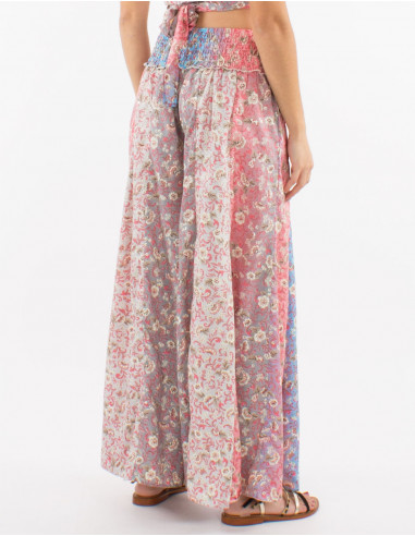 Pantalon large polyester imprimé argenté