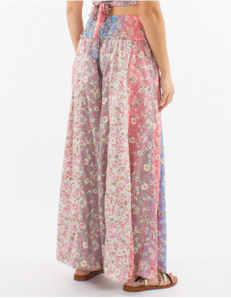 Pantalon large polyester imprimé argenté