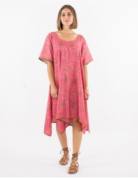Robe polyester manches courtes sari imprimé