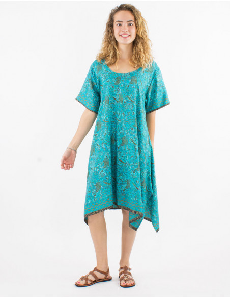 Robe polyester manches courtes sari imprimé