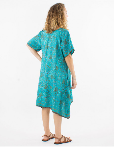 Robe polyester manches courtes sari imprimé