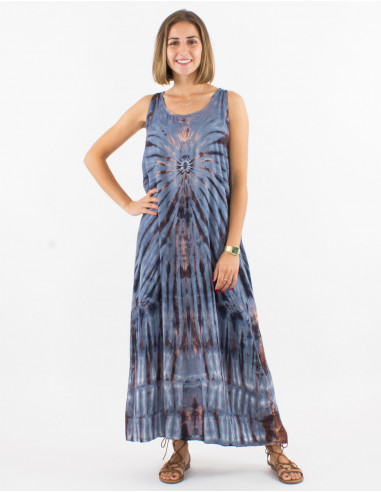 Robe longue viscose tie dye sans manches