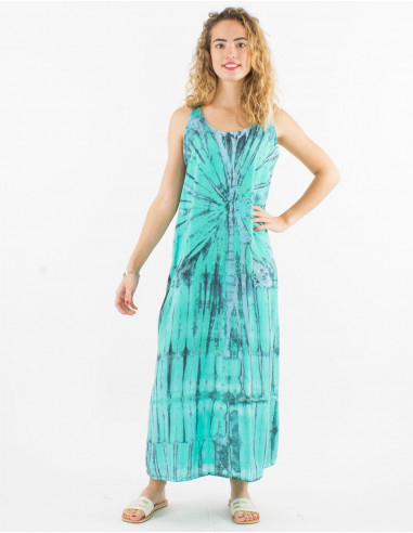 Long viscose Tie and Dye sleeveless dress