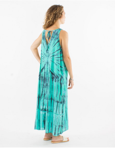Long viscose Tie and Dye sleeveless dress