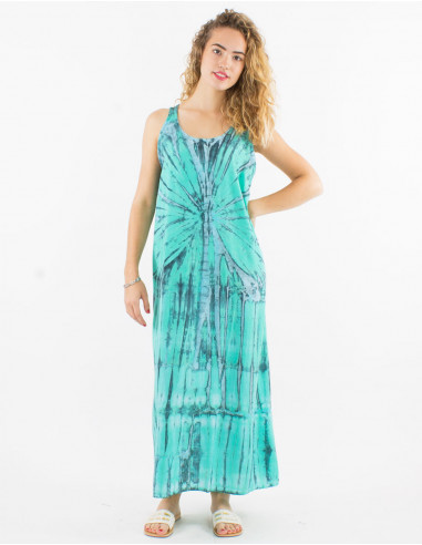 Long viscose Tie and Dye sleeveless dress