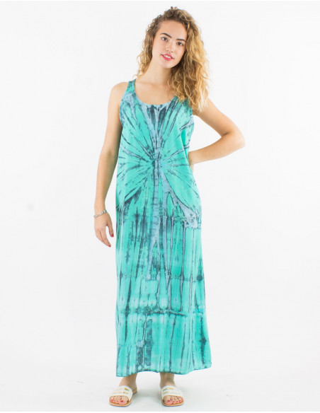 Long viscose Tie and Dye sleeveless dress