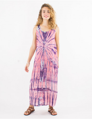 Robe longue viscose tie dye sans manches