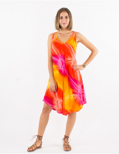 Viscose tie and dye umbrella dress